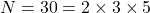 N=30=2 \times 3 \times 5